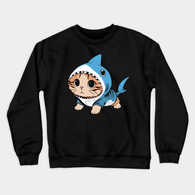 cat dressed as a shark Crewneck Sweatshirt by ArtisticBox